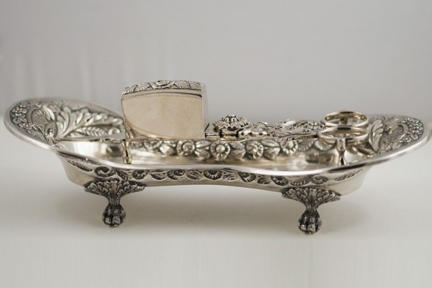 Silver Scissor candle and tray