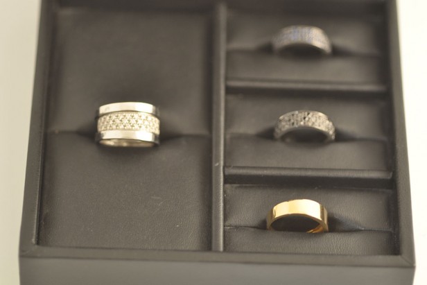 Gold set of Rings with Diamonds and Sapphires