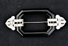 1920 Platinum and Onix Brooch