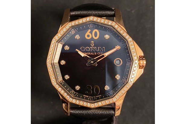 Corum Admiral's Cup Legend 38 Diamond Mother-of-Pearl Rose Gold Box & Papers